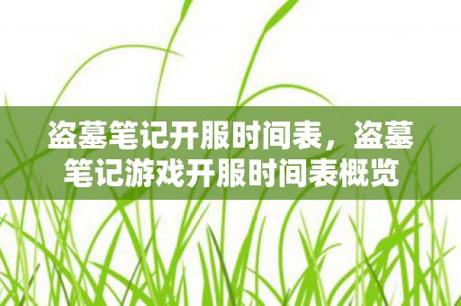 盗墓笔记开服时间表，盗墓笔记游戏开服时间表概览