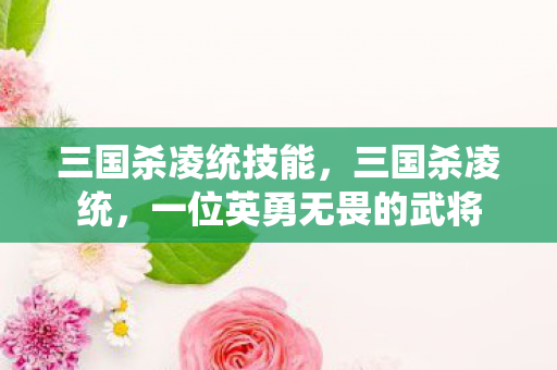 三国杀凌统技能，三国杀凌统，一位英勇无畏的武将