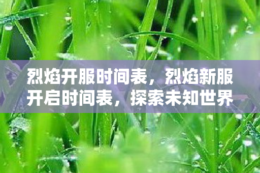 烈焰开服时间表，烈焰新服开启时间表，探索未知世界的启程