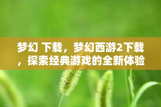 梦幻 下载，梦幻西游2下载，探索经典游戏的全新体验之旅