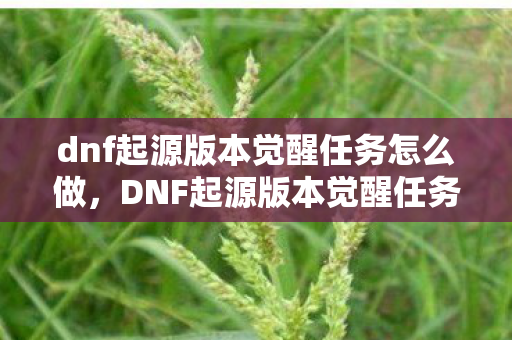 dnf起源版本觉醒任务怎么做，DNF起源版本觉醒任务解析
