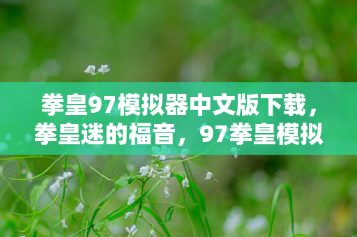 拳皇97模拟器中文版下载，拳皇迷的福音，97拳皇模拟器下载指南