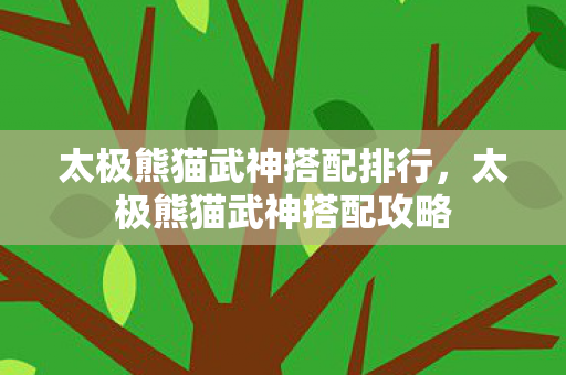 太极熊猫武神搭配排行，太极熊猫武神搭配攻略