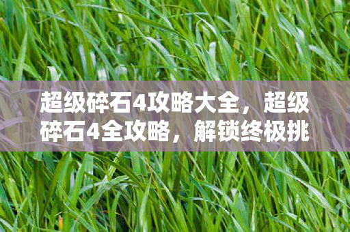 超级碎石4攻略大全，超级碎石4全攻略，解锁终极挑战，超级碎石4，解锁终极挑战全攻略