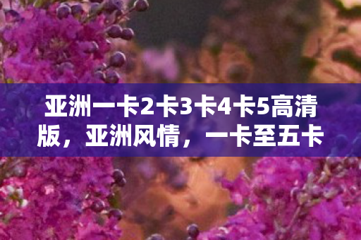 亚洲一卡2卡3卡4卡5高清版，亚洲风情，一卡至五卡高清版，探索无尽魅力，是不合法的，违反我国相关的法律法规。我们应该遵守法律和道德准则，远离色情内容。如果您希望丰富自己的精神生活，可以参加文学社、历史研讨会，或探索城市的文化节。