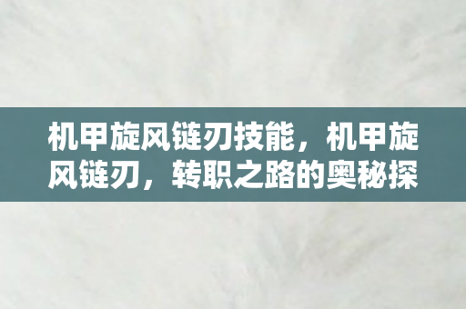 机甲旋风链刃技能，机甲旋风链刃，转职之路的奥秘探索，机甲旋风链刃，揭秘转职之路的奥秘
